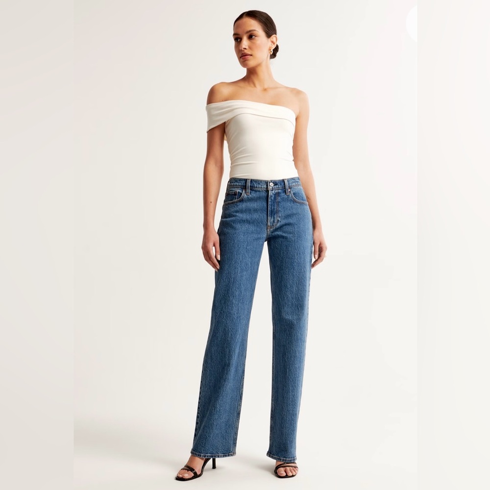 NEW NWT Abercrombie & Fitch The 90s Baggy Low Rise Jeans Denim 29 29L 8 8L Long